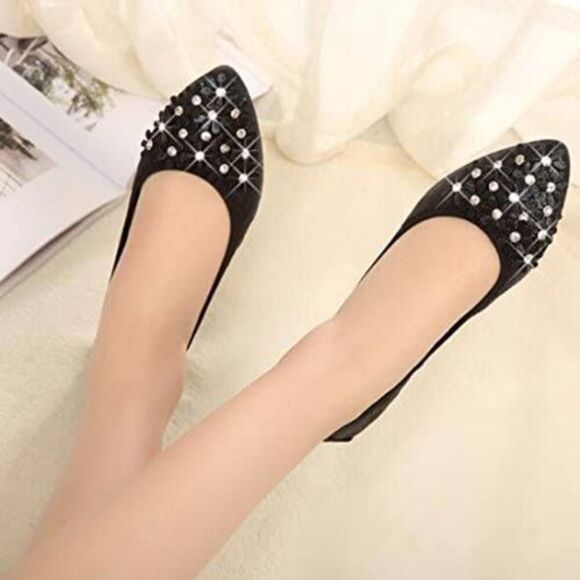 BRAND NEW HARBORSIDE RHINESTONES EMBELLISHMENTS SLIDES BALLET FLATS SHOE - Picture 1 of 12